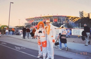 J.R. Greene, aka The Big Orange Tux Guy, with another well-dressed Tennessee fan outside Sun Devil Stadium. Courtesy J.R. Greene